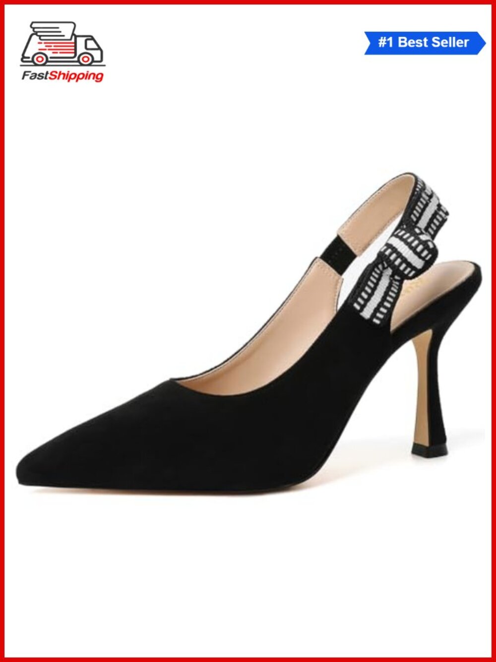 ✨ Sexy Suede Slingback Pumps Elegant Dressy Heels Closed Toe Pointy High Heels